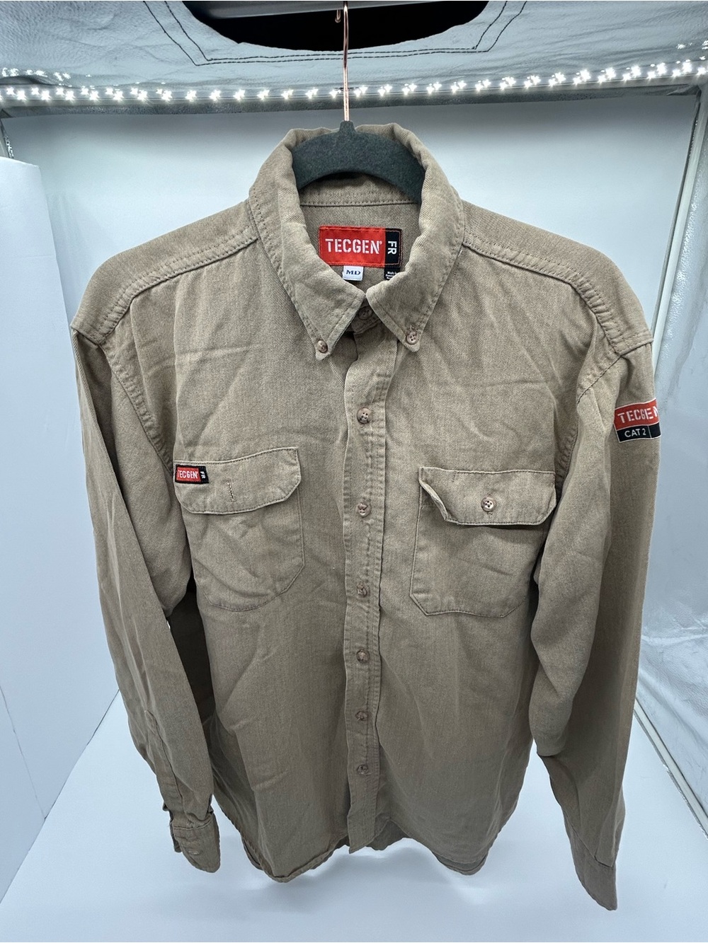 TECGEN Work Shirt in Khaki With Cat Protective Rating Medium